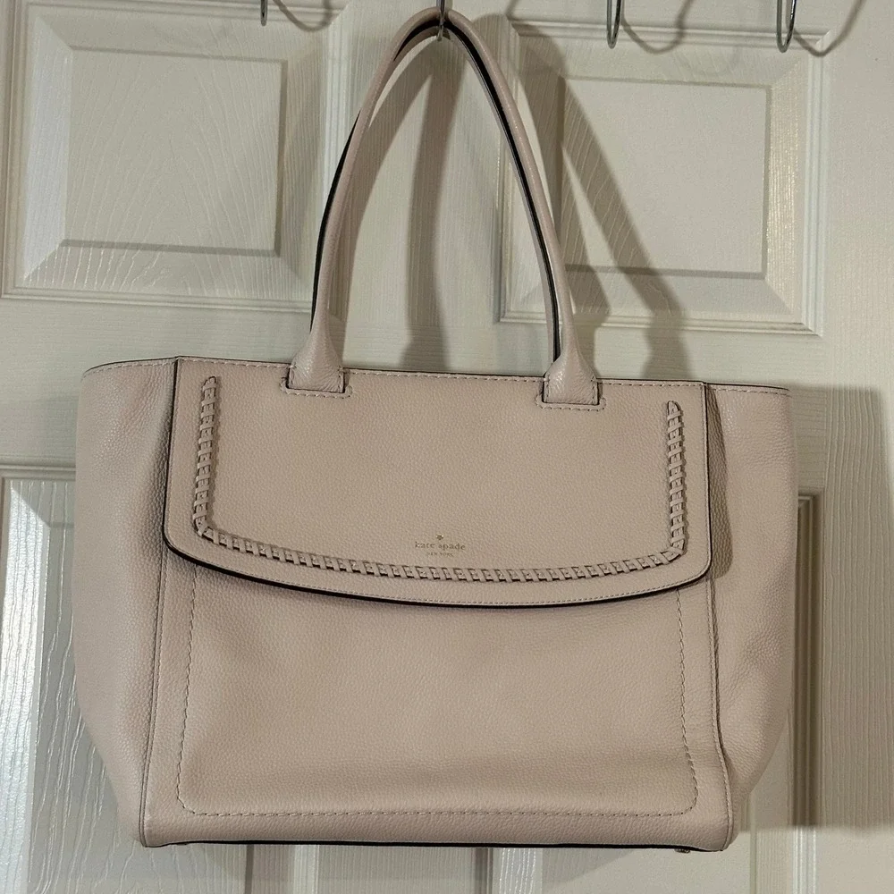 Kate Spade New‎ York Pink Pebbled Leather Whipstitch Tote  Shoulder Bag Gold HW